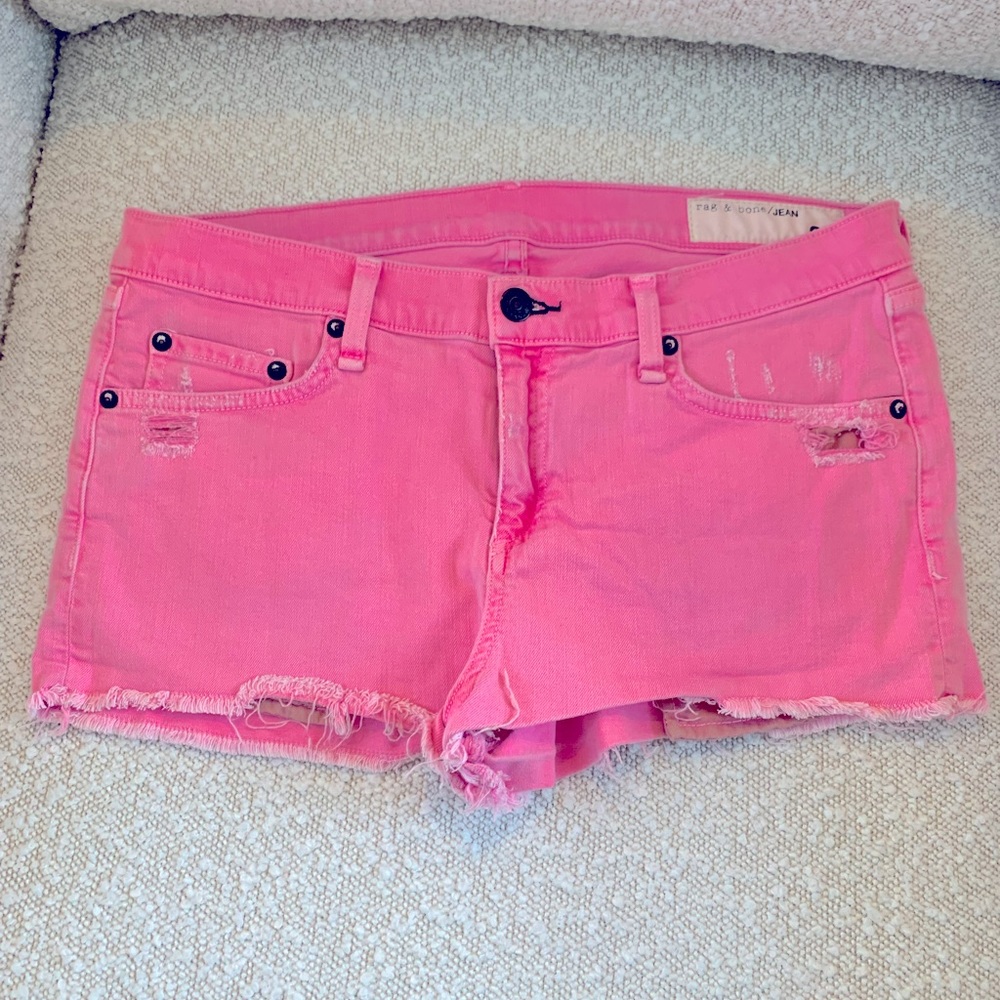 Rag and bone neon pink jean shorts